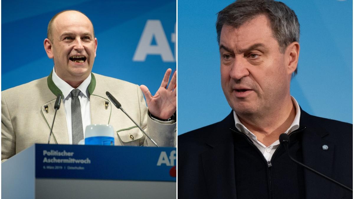 Stephan Protschka, membru al AfD si premierul landului Bavaria, Markus Soder.