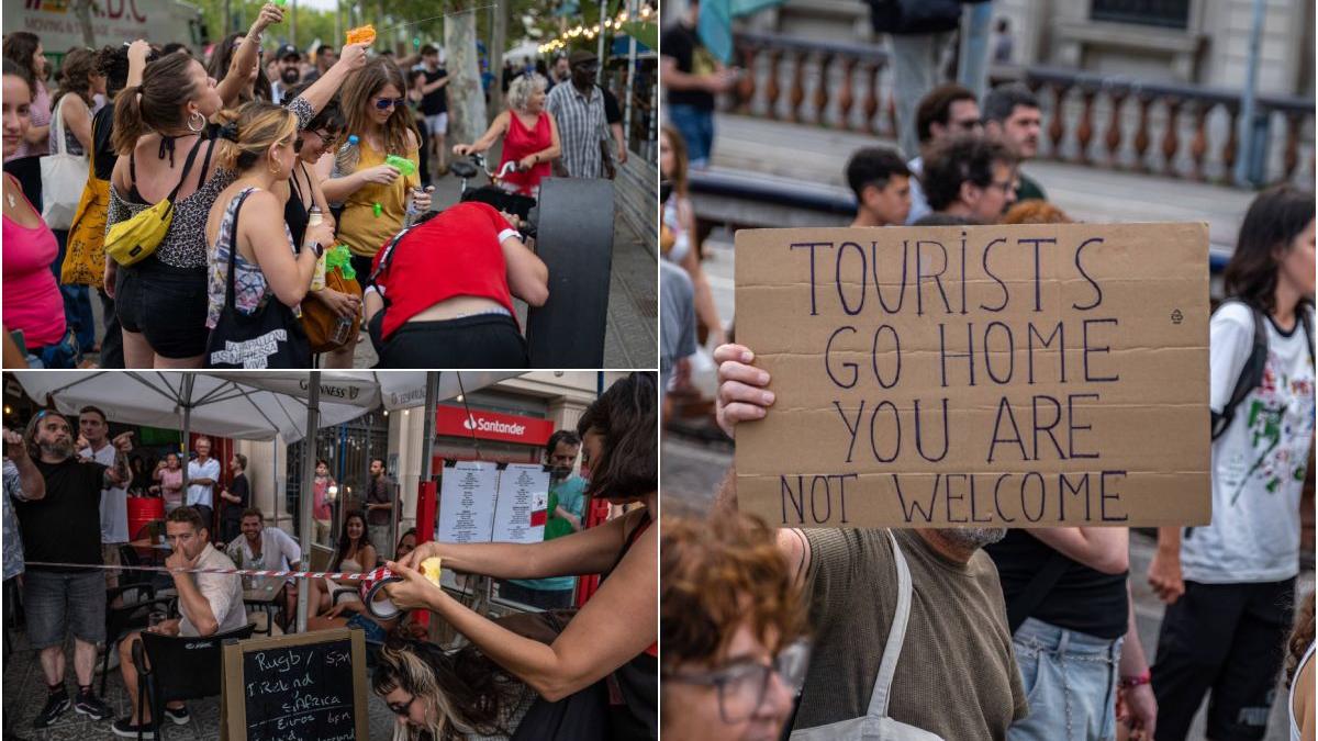 localnicii din barcelona i-au atacat pe turisti cu pistoae cu apa