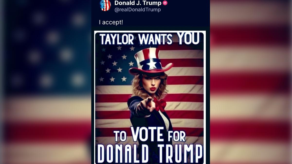 Trump a postat imagini generate de AI cu Taylor Swift și fanii săi, sugerând că are sprijinul cântăreței