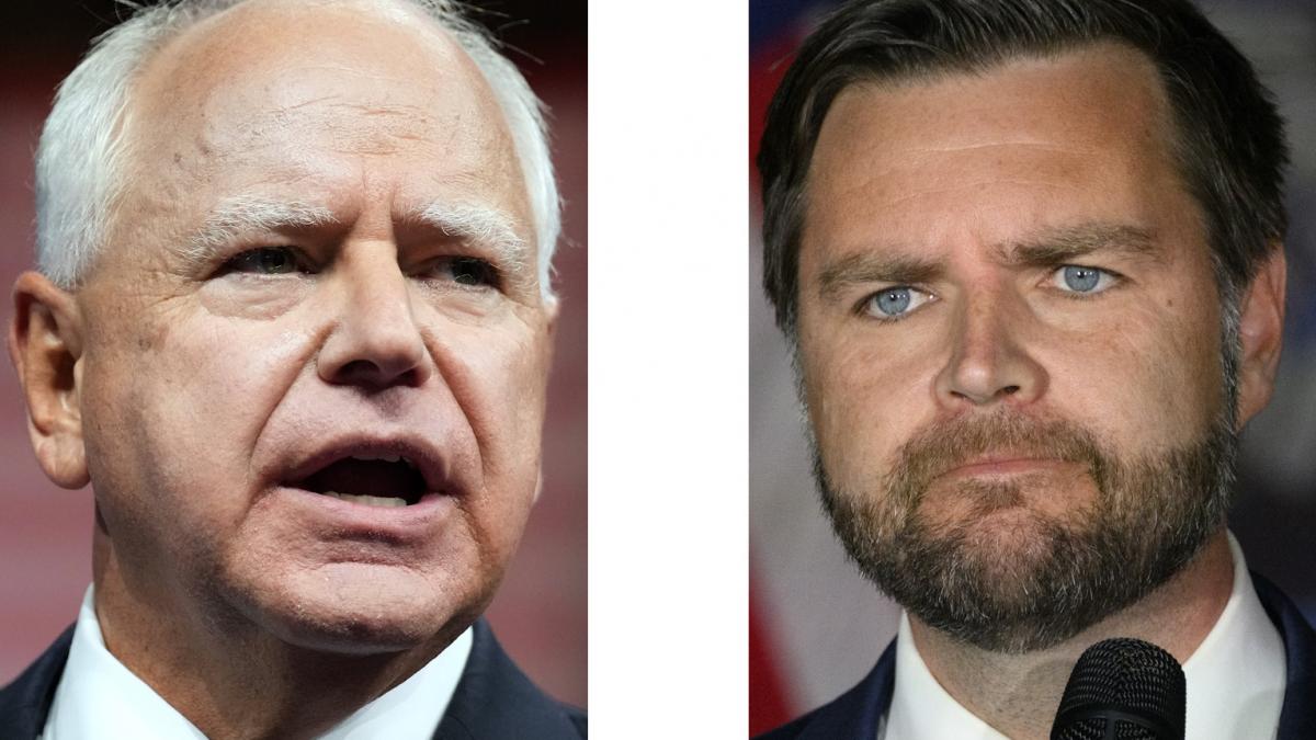 Tim Walz (st?nga) si JD Vance (dreapta)