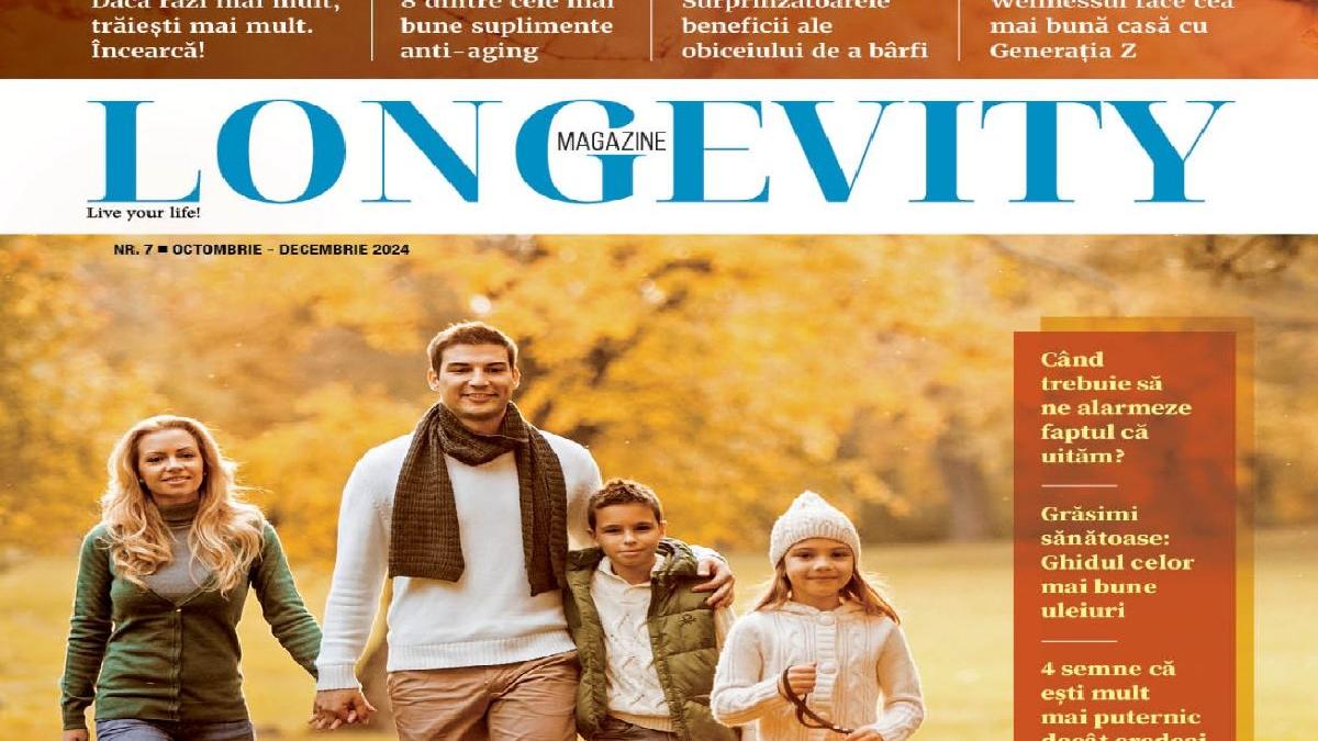 Longevity Magazine își așteaptă cititorii, în cea mai recentă apariție, cu o vibrație caldă, de toamnă aurie, și cu o varietate de subiecte, articole și fotografii spectaculoase, demne de proverbiala bogăție a anotimpului în care tocmai a văzut lumina tip