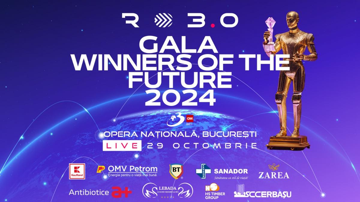 Antena 3 CNN organizează în sala Operei Naţionale Bucureşti Gala WINNERS OF THE FUTURE 2024, la un an de la lansarea de către postul nostru a platformei RO 3.0.