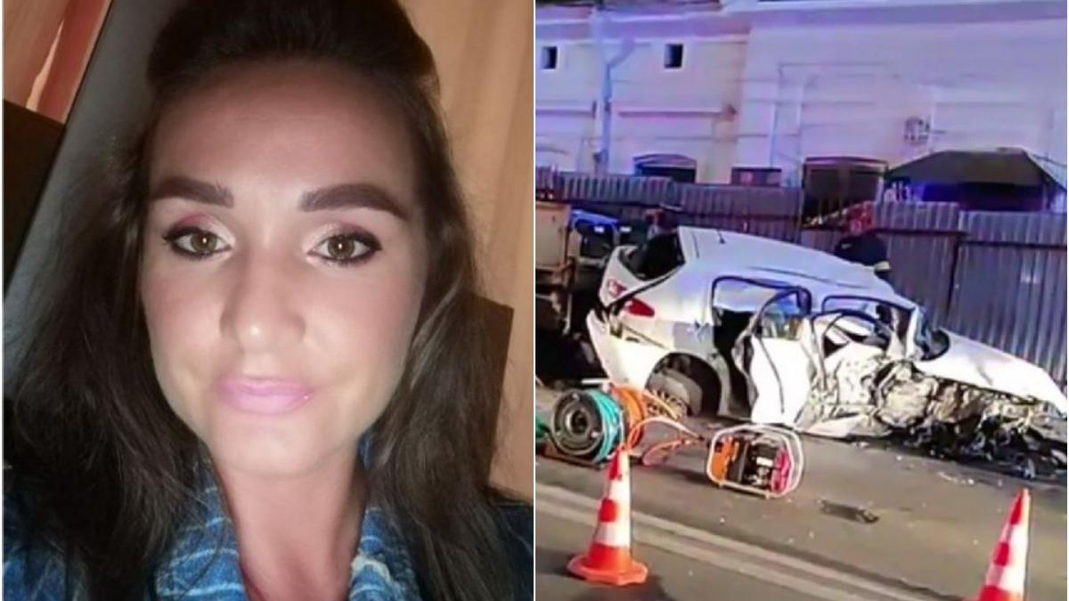 colaj foto cu o lfemeie si masina distrusa in accident