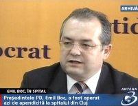 Emil Boc a fost operat de apendicită 