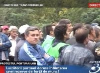 Lucrătorii din porturi protestează în Bucureşti