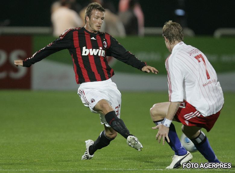 Beckham a debutat la AC Milan, în amicalul cu Hamburg