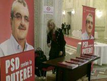 Mitrea îşi face campanie cu bannere şi broşuri la CN al PSD. Anunţarea tandemului cu Diaconescu, altădată
