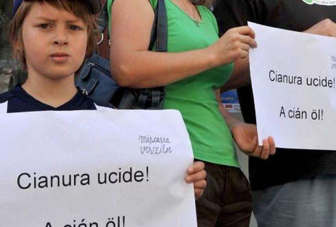 Protest faţă de exploatarea aurului pe bază de cianuri. Nouă tineri s-au urcat pe acoperişul Minvest Deva