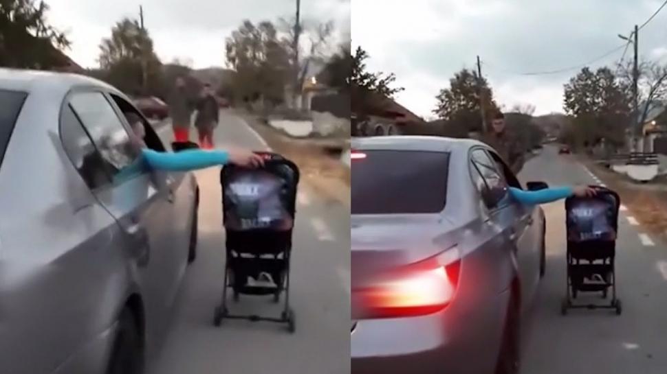 Acrobaţie şocantă în România! Bebeluș pus în pericol de părinți. Cum a fost surprins copilul - VIDEO