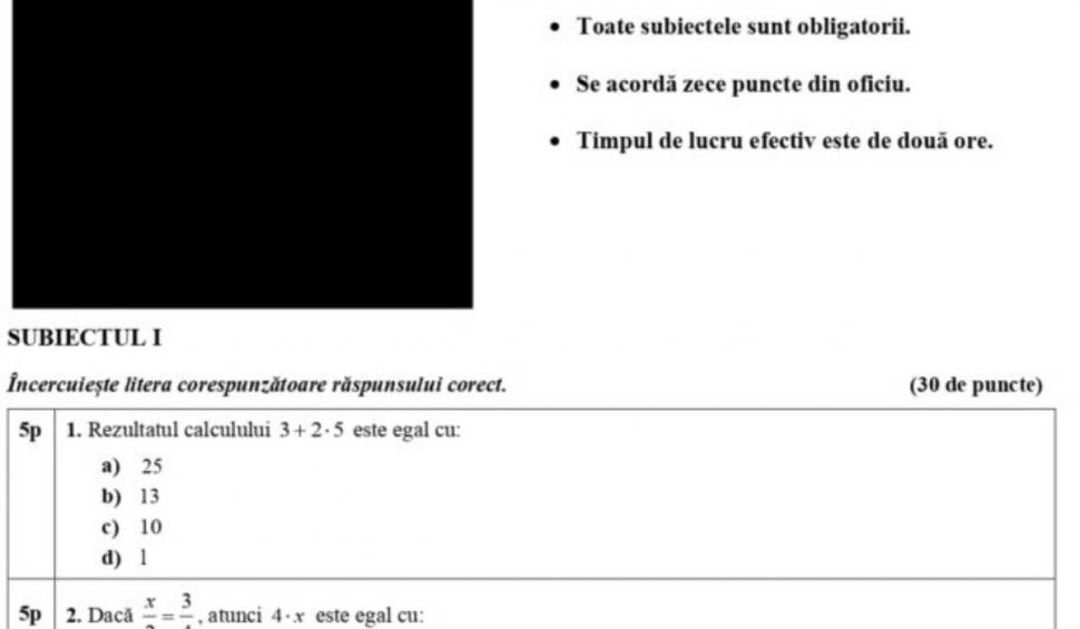 model subiect matematica evaluare nationala 2024 clasa a viii a