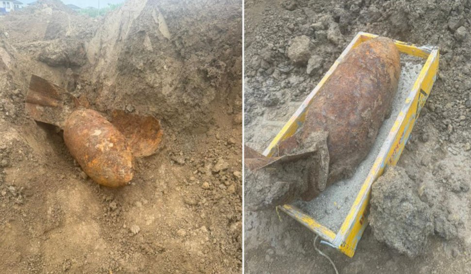 Bombă de aviaţie de 100 de kilograme, găsită în Satu Mare. Pompierii pirotehnicieni au fost chemați în ajutor