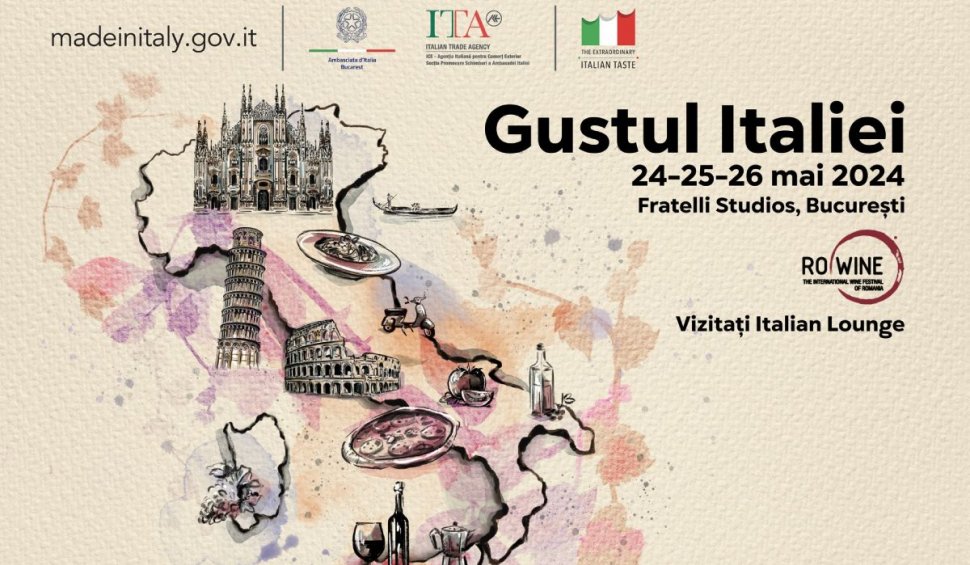 A treia ediţie a salonului Gustul Italiei, la festivalul internaţional RO-Wine, între 24 şi 26 mai 2024