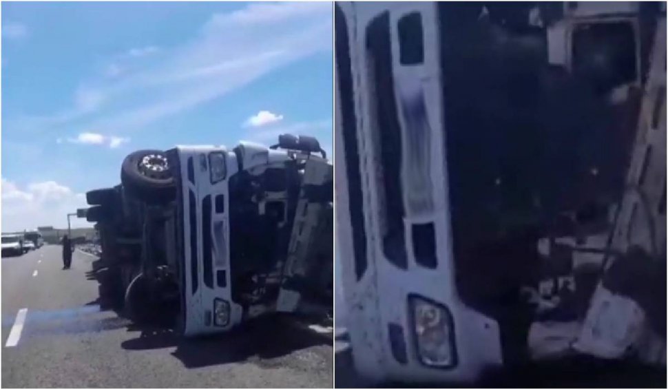 Un șofer turc a murit, după ce s-a răsturnat cu TIR-ul pe autostradă, în apropiere de Lugoj
