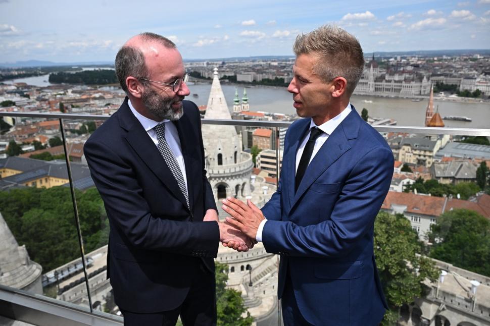 Peter Magyar ?i MAnfred Weber, la Budapesta