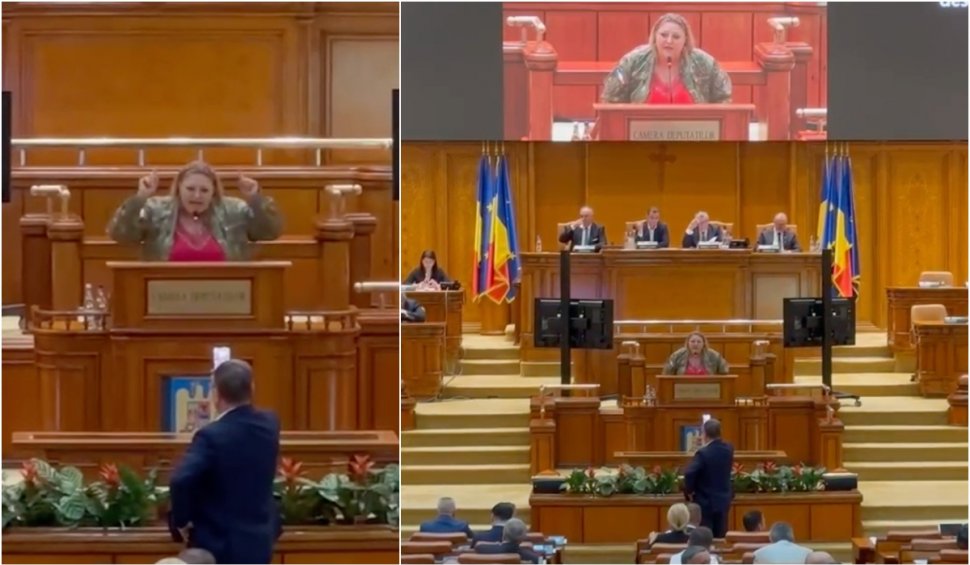 Diana Șoșoacă și-a anunțat din nou candidatura la Președinție, de data asta, în plenul Parlamentului, îmbrăcată în uniformă militară