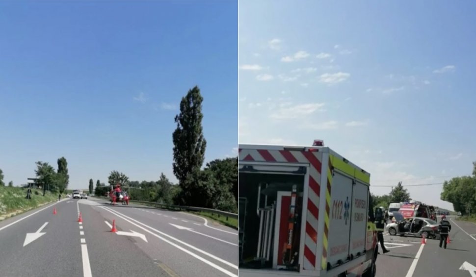 Accident cu șase victime în Iași: Două mașini s-au ciocnit, la intersecția dintre un drum european și unul județean