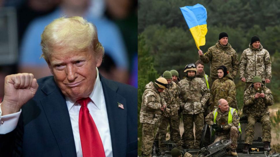 colaj donald trump si soldati ucraineni