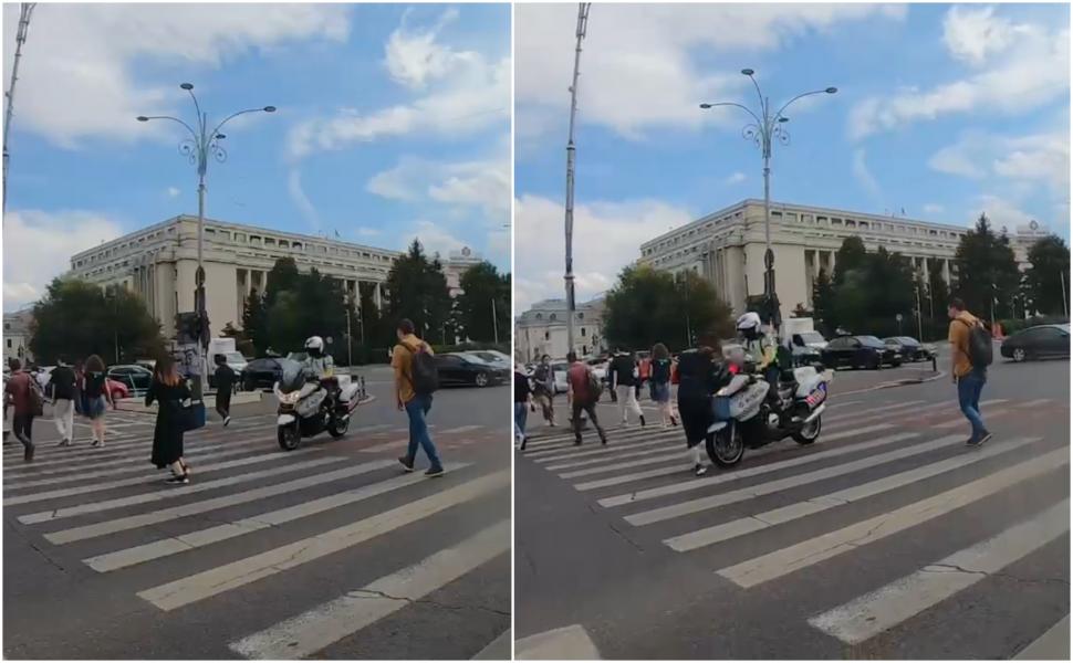 tanara lovita politist motocicleta bucuresti