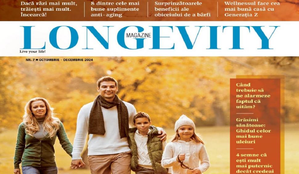 Longevity Magazine își așteaptă cititorii, în cea mai recentă apariție, cu o vibrație caldă, de toamnă aurie, și cu o varietate de subiecte, articole și fotografii spectaculoase, demne de proverbiala bogăție a anotimpului în care tocmai a văzut lumina tip