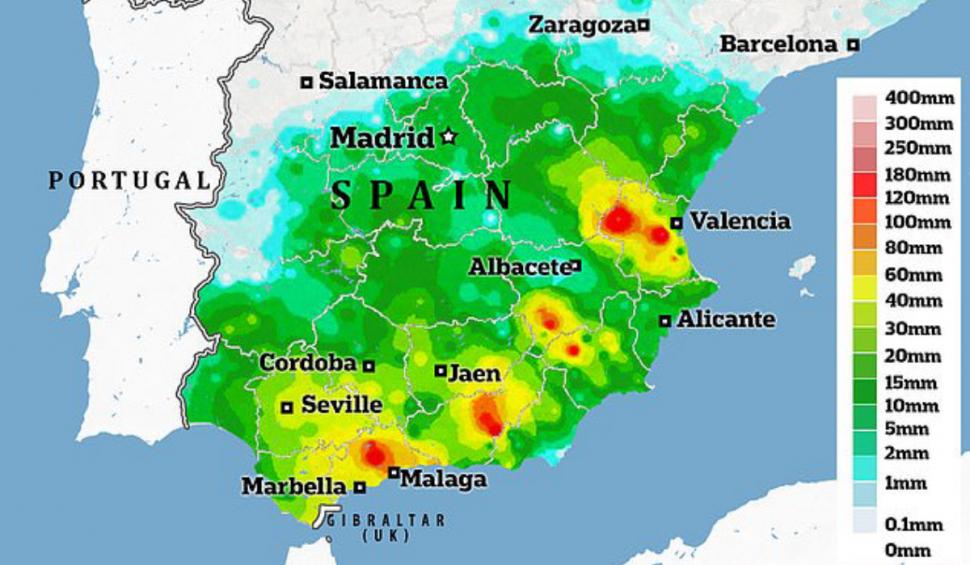 harta inundatii valencia spania octombrie 2024