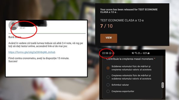 O profesoară din Bucureşti le-a dat elevilor un test online la ora 22.41: 