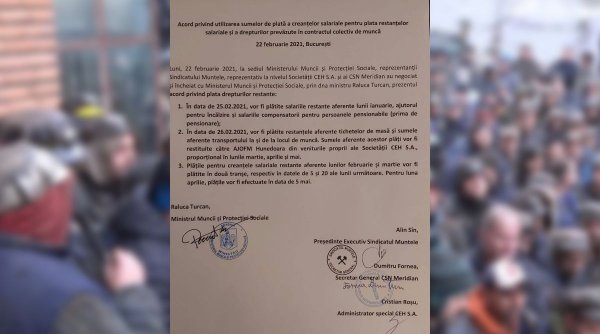 Acesta este acordul semnat la Bucureşti! Minerii blocaţi în subteran au cerut să îl vadă şi au ameninţat că, în caz contrar, intră în greva foamei