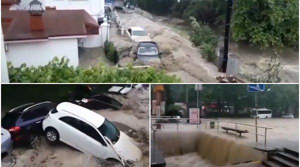 Inundații în Crimeea. Regim de urgență în Yalta, după ce orașul a fost cuprins de ape