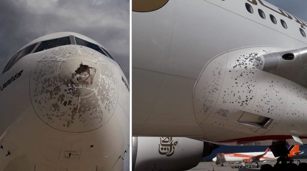 Cursă de coşmar pentru un Boeing 777 după ce a fost lovit de o furtună cu grindină