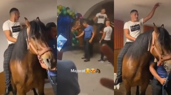Un cal a fost invitatul special al unei petreceri de majorat din Brașov. Imaginile au devenit virale pe internet