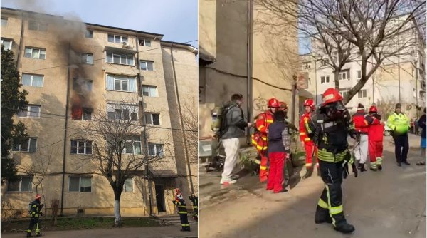 Incendiu într-un bloc din Constanţa. Oameni evacuaţi pe scară de pompieri, mai multe persoane intoxicate cu fum