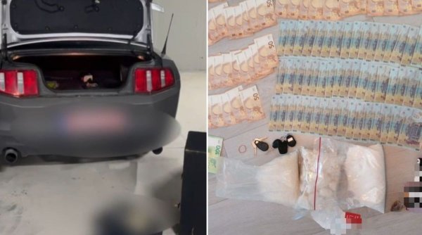 Două kilogame de droguri găsite în Mamaia, ascunse într-o boxă din portbagajul unui Mustang