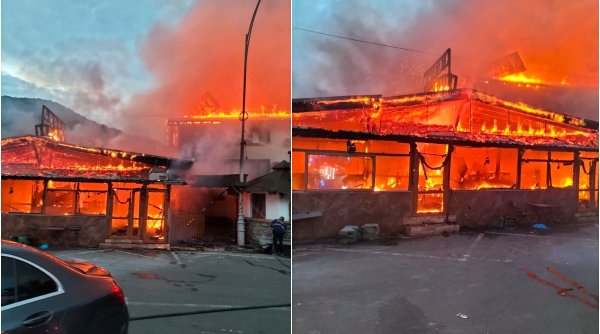 Incendiu devastator la un motel și un restaurant din Băile Herculane. Clădirile au fost distruse de flăcări