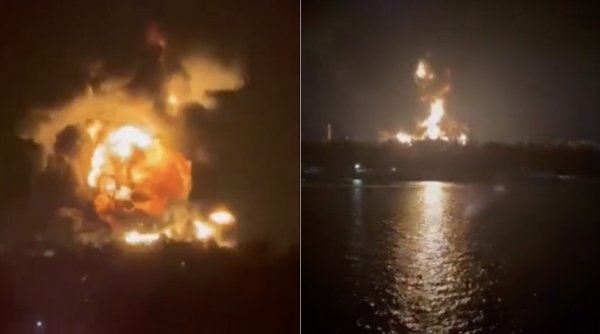 Noi imagini cu atacul rusesc din portul Ismail, surprinse din România. Analist militar: 