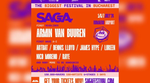 SAGA Festival 2024. Lista primilor artiști care vor urca pe scenă anul viitor | Armin van Buuren, în fruntea listei