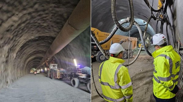 Primul tunel de autostradă din România, săpat aproape jumătate. Sute de muncitori şi utilaje lucrează 24 din 24
