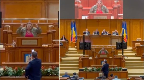 Diana Șoșoacă și-a anunțat din nou candidatura la Președinție, de data asta, în plenul Parlamentului, îmbrăcată în uniformă militară
