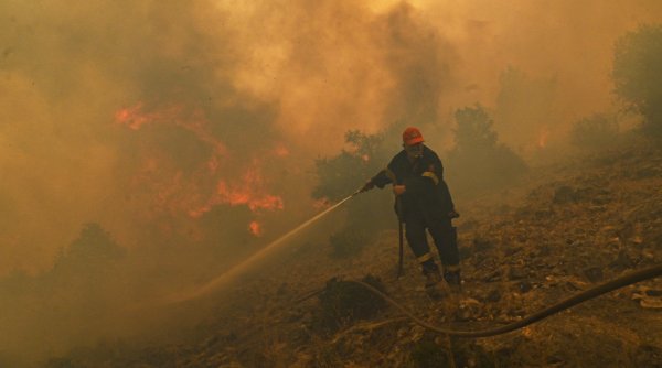 Incendii în Grecia: Intervenţie masivă a pompierilor pentru stingerea unui incendiu de pădure, la nord de Atena