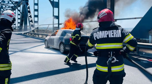 Incendiu pe „Podul Prieteniei” dintre România și Bulgaria: O mașină a luat foc în mers