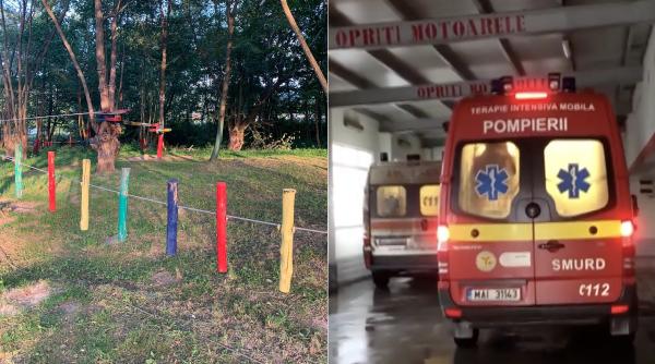 Administratorii parcului din Hunedoara unde o tiroliană s-a rupt dau vina pe copiii răniți: „Nu au căzut de la trei metri”