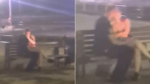 „Să vedem și numele de pe uniformă”: Un jandarm a fost filmat când se săruta cu o minoră, pe o bancă din Baia Mare
