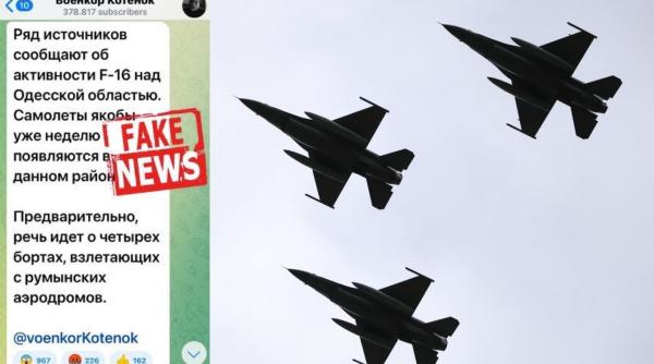 MApN acuză de dezinformare Federaţia Rusă: Avioanele F-16 nu au decolat din România spre Odessa