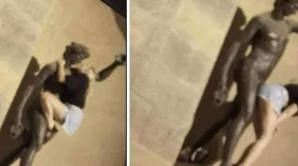 Italia fierbe după ce o turistă s-a urcat pe statuia lui Bacchus și a mimat o scenă erotică, la Florența