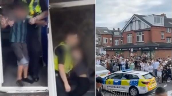 Momentul în care copiii românilor din Leeds sunt luați de poliție. De ce au izbucnit violențele din orașul britanic