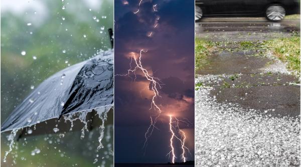 HARTĂ. Avertizare meteo de ploi torențiale, furtună și grindină. 10 județe sunt vizate de codul galben