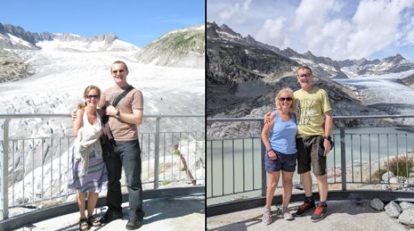 Un bărbat a postat două fotografii cu soția lui în Alpi, la 15 ani distanță una de alta. „Nu o să mint, m-au făcut să plâng”