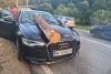 Un buștean dintr-un TIR a străpuns parbrizul unei mașini în mers, pe DN 10, în Brașov 852110